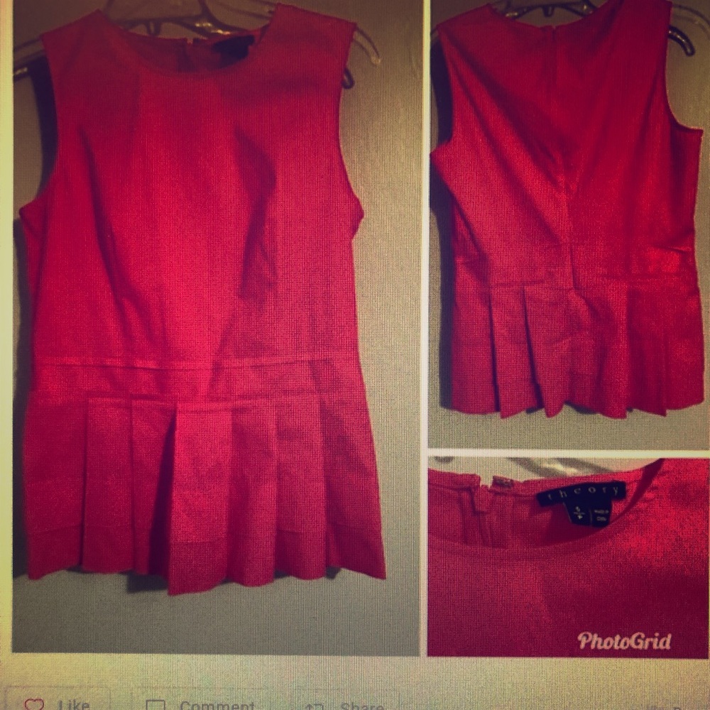 Theory pink peplum sleeveless blouse size S
